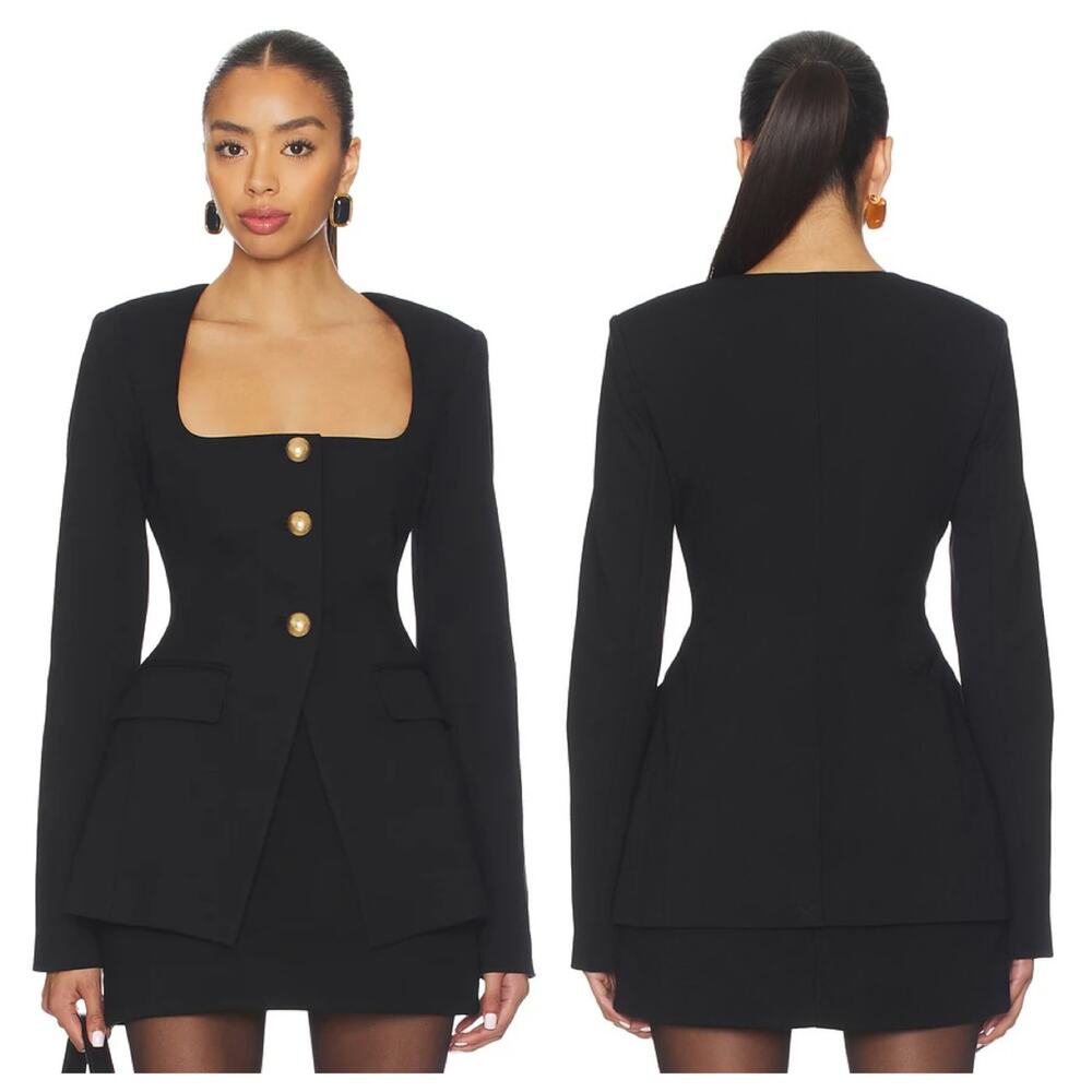 Good American Soft Stretch Ponte Sculpted Blazer in Black M
